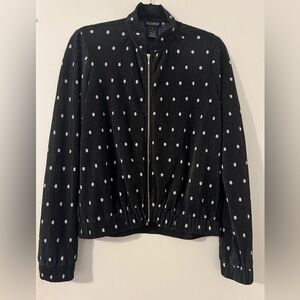 Soho Polka dot ribbed zip up jacket size s (K105)